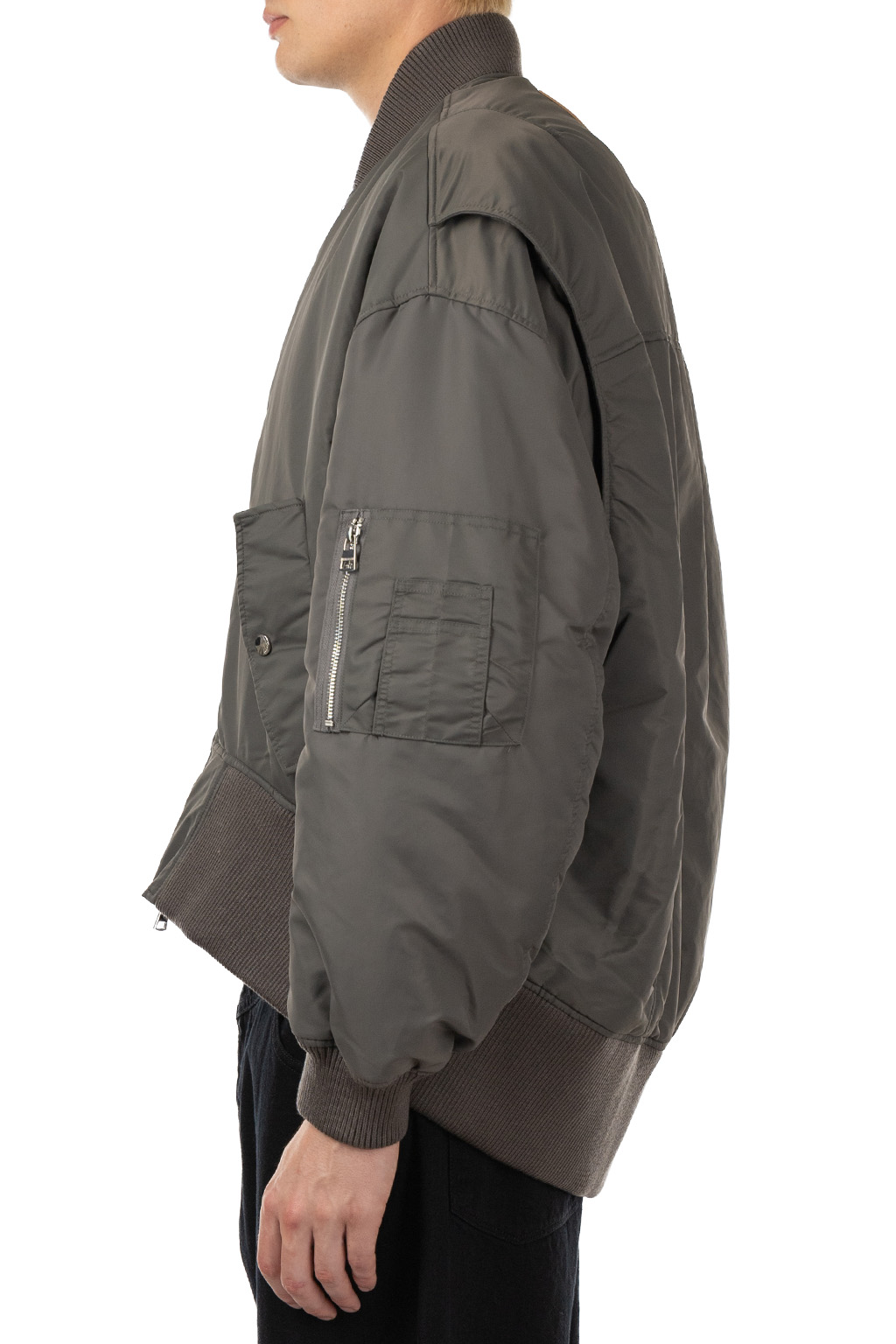 JW Anderson - Oversized Curved Hem Bomber Jacket - Steel